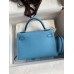 Hermes Kelly Mini II Sellier Handmade Bag In Celeste Epsom Calfskin