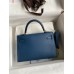 Hermes Kelly Mini II Sellier Handmade Bag In Deep Blue Epsom Calfskin
