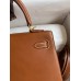 Hermes Kelly Sellier 25 Handmade Bag In Gold Barenia Calfskin