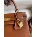 Hermes Kelly Sellier 25 Handmade Bag In Gold Barenia Calfskin