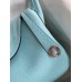 Hermes Lindy 30 Handmade Bag In Blue Atoll Clemence Leather