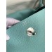 Hermes Lindy 30 Handmade Bag In Blue Atoll Clemence Leather