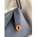 Hermes Lindy 30 Handmade Bag In Blue Nuit Clemence Leather