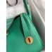 Hermes Lindy 30 Handmade Bag In Malachite Clemence Leather