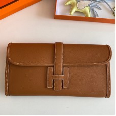 Hermes Jige Elan 29 Clutch Bag In Gold Epsom Leather
