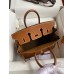 Hermes Birkin 25 Retourne Handmade Bag In Gold Barenia Calfskin