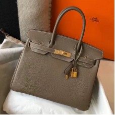 Hermes Birkin 30cm Bag In Taupe Clemence Leather GHW