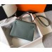 Hermes Kelly 25cm Retourne Bag In Vert Amande Clemence Leather