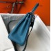 Hermes Kelly 25cm Retourne Bag In Blue Jean Clemence Leather