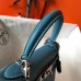 Hermes Kelly 25cm Retourne Bag In Blue Jean Clemence Leather