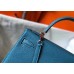 Hermes Kelly 25cm Retourne Bag In Blue Jean Clemence Leather