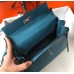 Hermes Kelly 25cm Retourne Bag In Blue Jean Clemence Leather