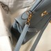 Hermes Kelly 25cm Retourne Bag In Blue Lin Clemence Leather