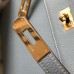 Hermes Kelly 25cm Retourne Bag In Blue Lin Clemence Leather