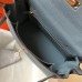 Hermes Kelly 25cm Retourne Bag In Blue Lin Clemence Leather