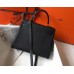 Hermes Kelly 25cm Retourne Bag In Black Clemence Leather