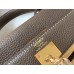 Hermes Kelly 25cm Retourne Bag In Taupe Clemence Leather