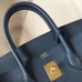 Hermes Birkin 35cm Bag In Blue Agate Clemence Leather GHW