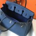 Hermes Birkin 35cm Bag In Blue Agate Clemence Leather GHW