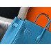 Hermes Birkin 35cm Bag In Blue Jean Clemence Leather GHW