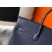 Hermes Birkin 35cm Bag In Dark Blue Clemence Leather GHW
