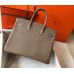 Hermes Birkin 35cm Bag In Gris Tourterelle Clemence Leather GHW