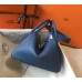 Hermes Lindy 26cm Bag In Blue Agate Clemence Leather PHW