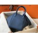 Hermes Lindy 26cm Bag In Blue Agate Clemence Leather PHW
