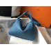 Hermes Lindy 26cm Bag In Blue Jean Clemence Leather PHW