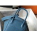 Hermes Lindy 26cm Bag In Blue Jean Clemence Leather PHW