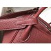 Hermes Lindy 26cm Bag In Bordeaux Clemence Leather PHW