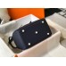 Hermes Lindy 26cm Bag In Navy Blue Clemence Leather GHW