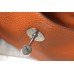 Hermes Lindy 26cm Bag In Orange Clemence Leather PHW