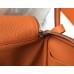 Hermes Lindy 26cm Bag In Orange Clemence Leather PHW