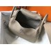 Hermes Lindy 26cm Bag In Gris Tourterelle Clemence Leather PHW