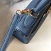 Hermes Kelly 28cm Bag In Blue Agate Clemence Leather GHW