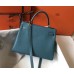Hermes Kelly 28cm Bag In Blue Jean Clemence Leather GHW