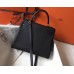 Hermes Kelly 28cm Bag In Black Clemence Leather GHW