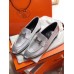 Hermes Paris Loafers In Silver Metallic Goatskin