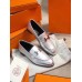 Hermes Paris Loafers In Silver Metallic Goatskin