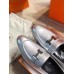 Hermes Paris Loafers In Silver Metallic Goatskin