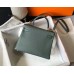 Hermes Kelly 28cm Bag In Vert Amande Clemence Leather GHW