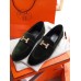 Hermes Paris Loafers In Dark Green Velvet