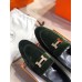 Hermes Paris Loafers In Dark Green Velvet