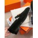 Hermes Paris Loafers In Dark Green Velvet