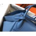 Hermes Lindy 30cm Bag In Blue Agate Clemence Leather PHW