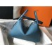 Hermes Lindy 30cm Bag In Blue Jean Clemence Leather GHW