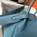 Hermes Lindy 30cm Bag In Blue Jean Clemence Leather GHW