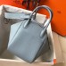 Hermes Lindy 30cm Bag In Blue Lin Clemence Leather PHW
