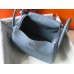 Hermes Lindy 30cm Bag In Blue Lin Clemence Leather PHW
